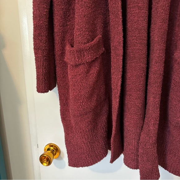 Barefoot Dreams Cozychic Cali Cardi Open Front Womens Large Red - Picture 3 of 6